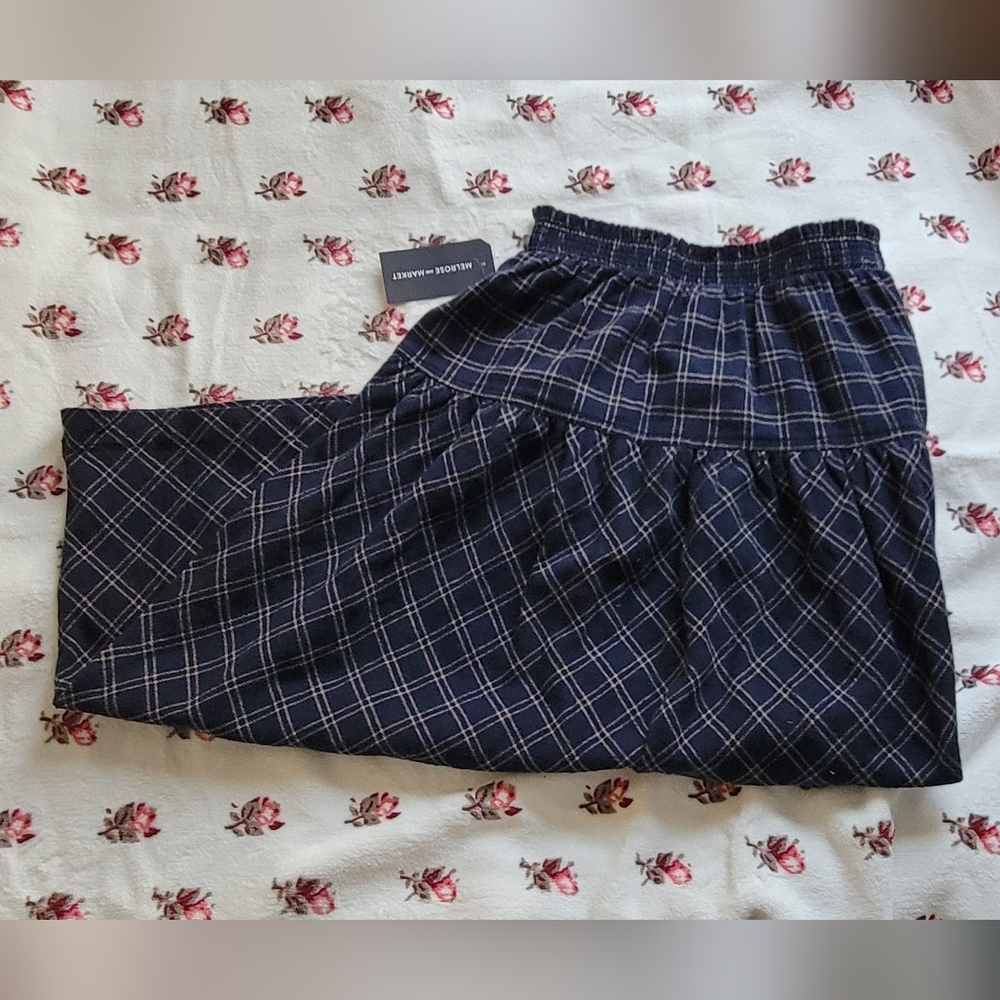 NWT Melrose and Market Plaid Smocked Cotton skirt - Picture 3 of 5